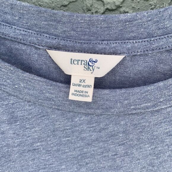Terra & Sky Sz 2X Gray Ruffled Sleeve Tee - Picture 4 of 8